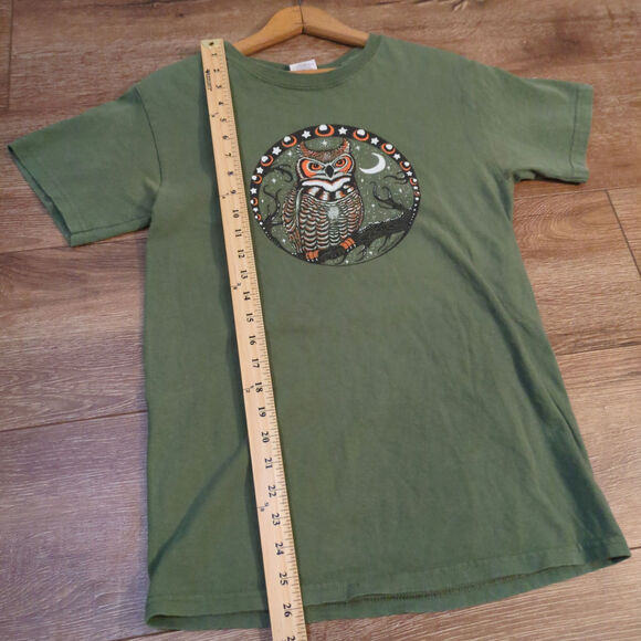 VTG Gildan Owl Nature Adult Small Shirt Boho Hippie Moon Tree Stars Witch Potter - Picture 3 of 8